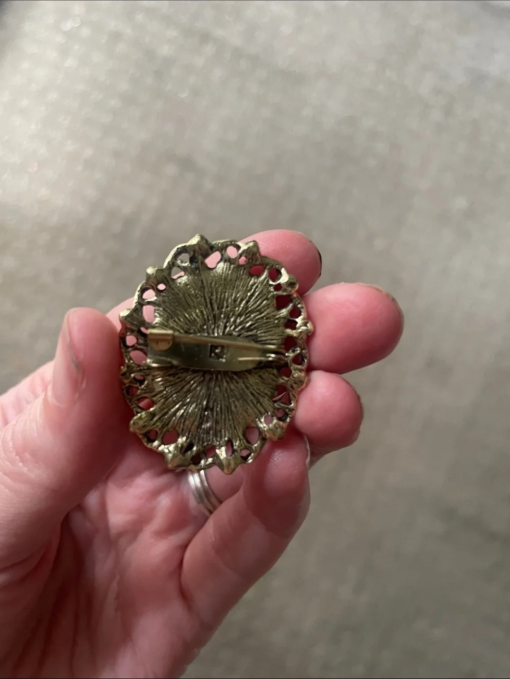 Gray Slate Lady Cameo Brooch